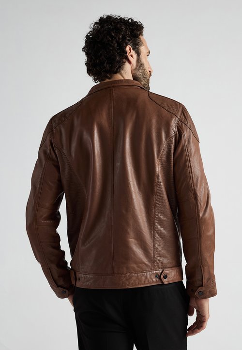 Chemise/veste En Cuir Marron Foncé Lands Of Eden - Taille UK 8 (équivalent), Clous Croisés, Pompons - Neuf Sans étiquettes