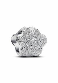 Charm in argento a forma di impronta di zampa di cane, incastonato con piccoli cristalli scintillanti, con un centro cavo per il threading.