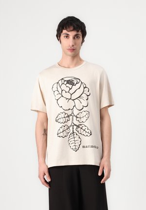 VIHNE VIHKIRUUSU PLACEMENT UNISEX - Print T-shirt - beige melange/black