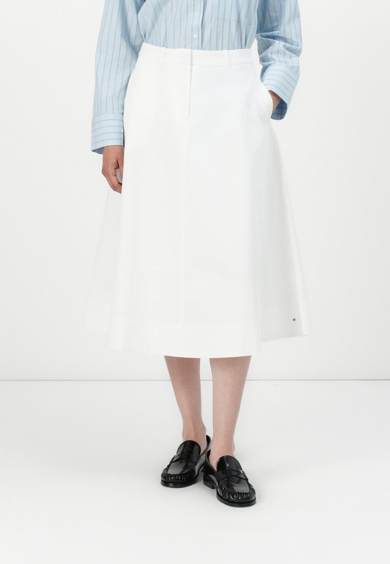 Tommy Hilfiger COTTON MIDI - Jupe trapèze - white
