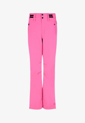 Rosa wasserfeste Skihosen mit einem schlanken Design, ausgestattet mit zwei Seitentaschen, schwarzen Bundakzenten und einer lässigen Passform für Komfort.