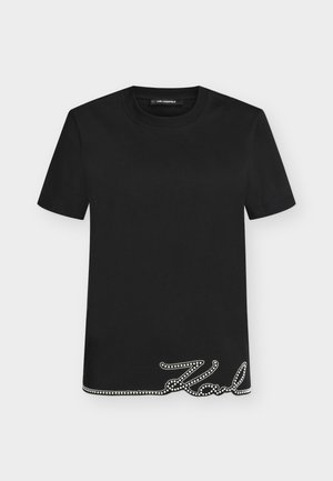 KARL LAGERFELD, SIGNATURE HEM - Βασικό μπλουζάκι - black