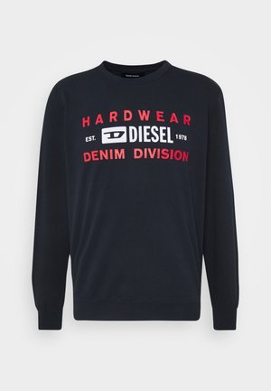 Schwarzer Langarm-Sweatshirt mit rotem und weißem Text "HARDWEAR DIESEL DENIM DIVISION EST. 1978" auf der Brust.