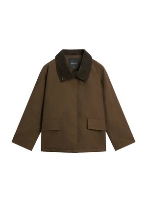 Massimo Dutti, WAXED HIGH-NECK CORDUROY JACKET - Jas - khaki