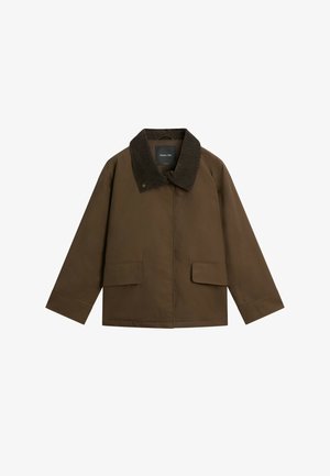 Massimo Dutti, WAXED HIGH-NECK CORDUROY JACKET - Jas - khaki