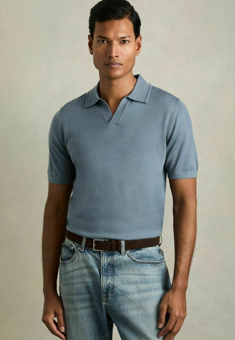 Reiss Bluză polo - airforce blue