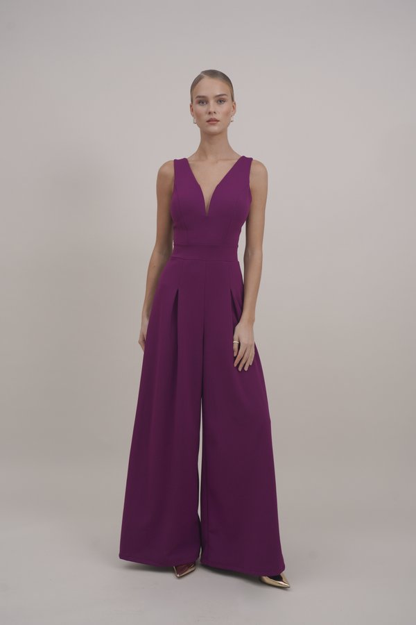 JACKIE WIDE LEG - Jumpsuit - plum