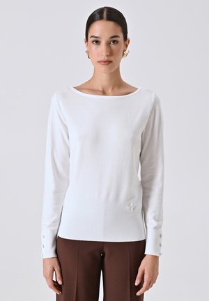 CON SCOLLO A BARCHETTA - Pullover - white