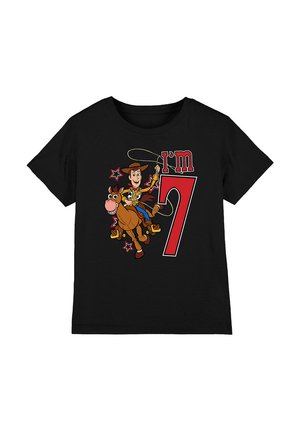 Disney TOY STORY BIRTHDAY WOODY I'M 7 - Print T-shirt - black