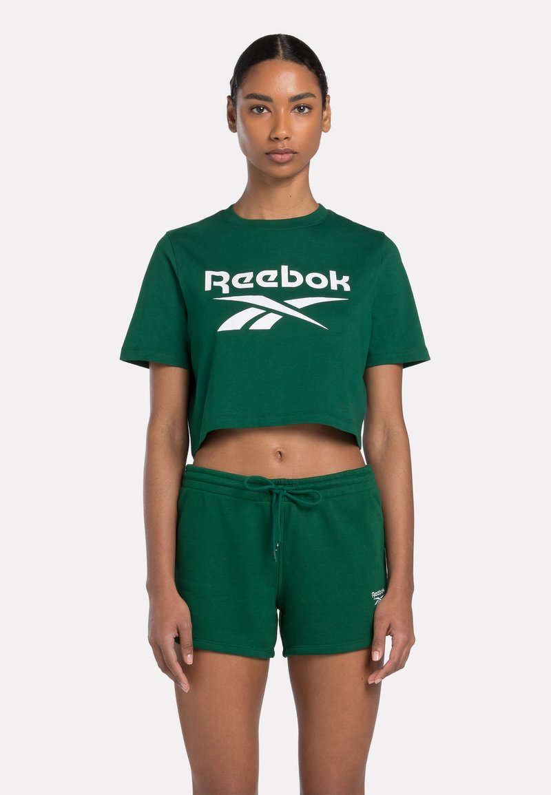 Reebok CROP TEE - Camiseta estampada - dark green