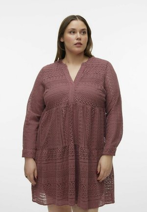 V-AUSSCHNITT CURVE ÄRMELBÜNDCHEN MIT KNOPF  - Vestito estivo - rose brown