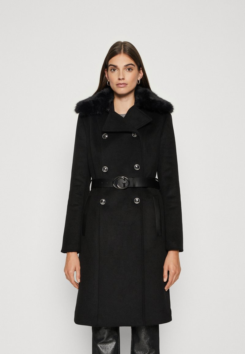 Guess PATRICE BELTED - Klassischer Mantel - jet black/schwarz - Zalando.de