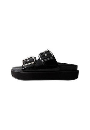 BUCKLED STRAP FAUX LEATHER - Mules - black