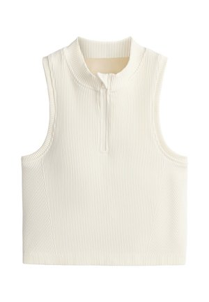 OYSHO, SLEEVELESS SEAMLESS RIB TANK TOP WITH HALF-ZIP - Débardeur - pale ecru