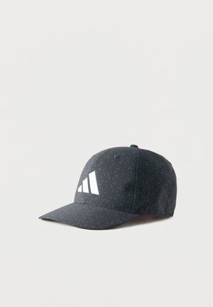 Cappellino da baseball nero con motivo a stelle sottili e logo triangolare bianco sul davanti, esposto su uno sfondo chiaro e semplice.