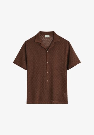 FRILIVIN, CHEMISE COL CUBAIN TEXTURÉE - Chemise - marron