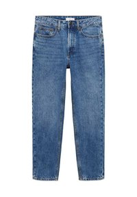 Svijetloplave traperice ravnog kroja s pet džepova, zatvaračem u obliku munje i suptilnim izblijeđenjem. Šivana uska obruba duž šavova.