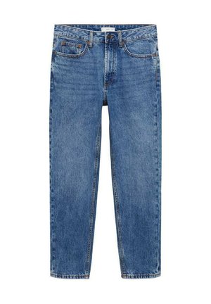 Svijetloplave traperice ravnog kroja s pet džepova, zatvaračem u obliku munje i suptilnim izblijeđenjem. Šivana uska obruba duž šavova.