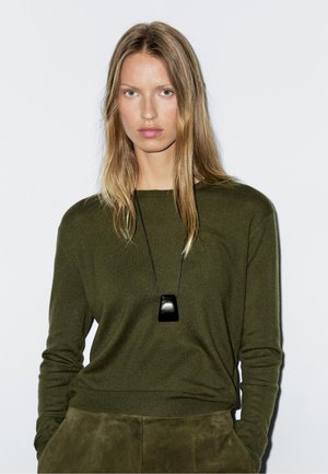Massimo Dutti LONG SLEEVES WITH CREW NECK - Pullover - dark green