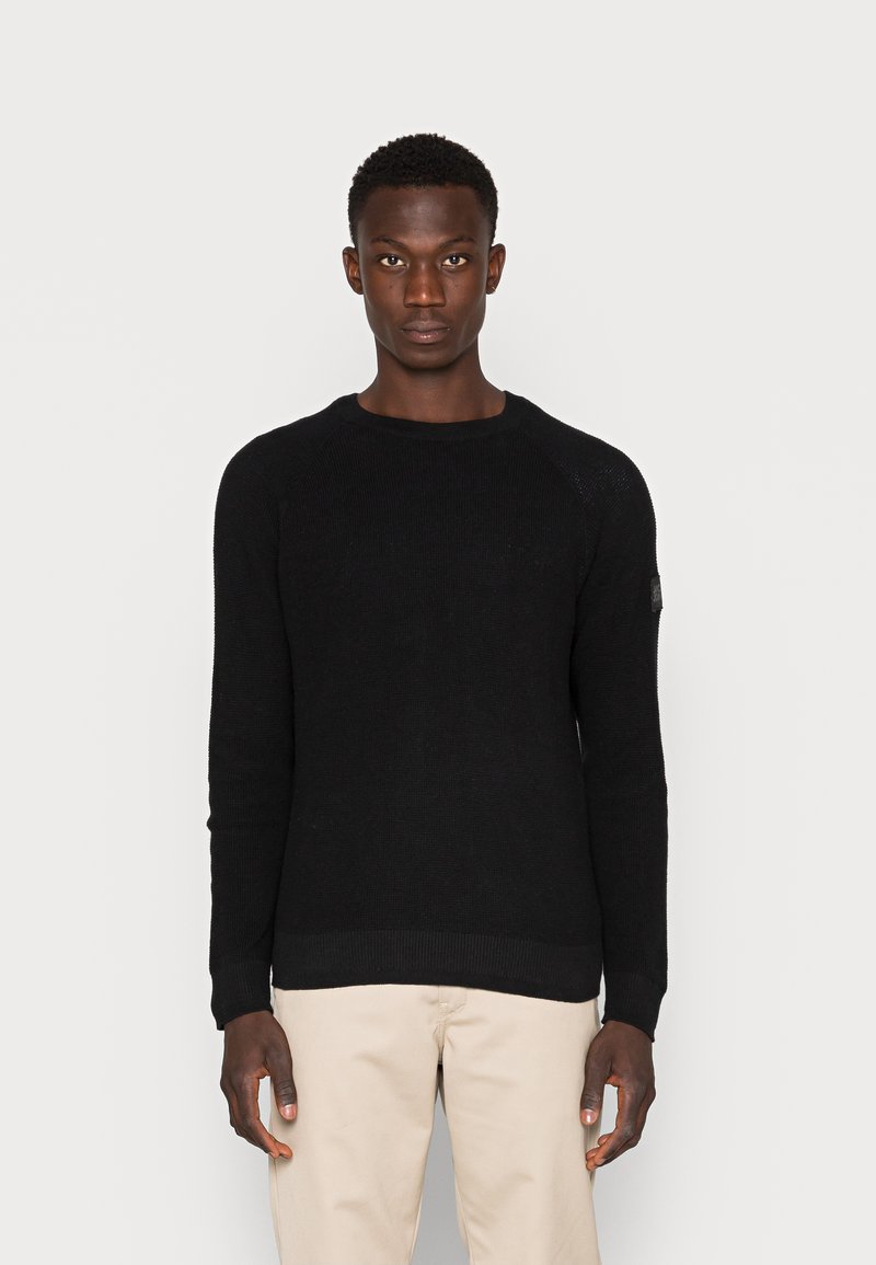 Jack & Jones - JCOCLASSIC WAFFLE CREW NECK - Maglione - black, Ingrandire