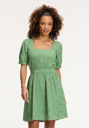 JENN OPEN BACK EMBRODERIE PALM - Day dress - green greek palm