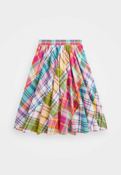 Χρωματιστή φούστα καρό με πολλές αποχρώσεις του ροζ, πράσινου, μπλε και κίτρινου. Φτιαγμένη από ελαφρύ ύφασμα με ελαστική μέση.