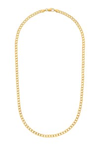 Collier en chaîne en or avec des maillons allongés, une finition lisse et un fermoir à homard sécurisé. Uniformément conçu, adapté pour un port décontracté ou formel.
