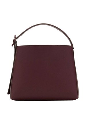 Donkerbruine leren handtas met een enkele bovenste handgreep en een strak, minimalistisch design tegen een witte achtergrond.