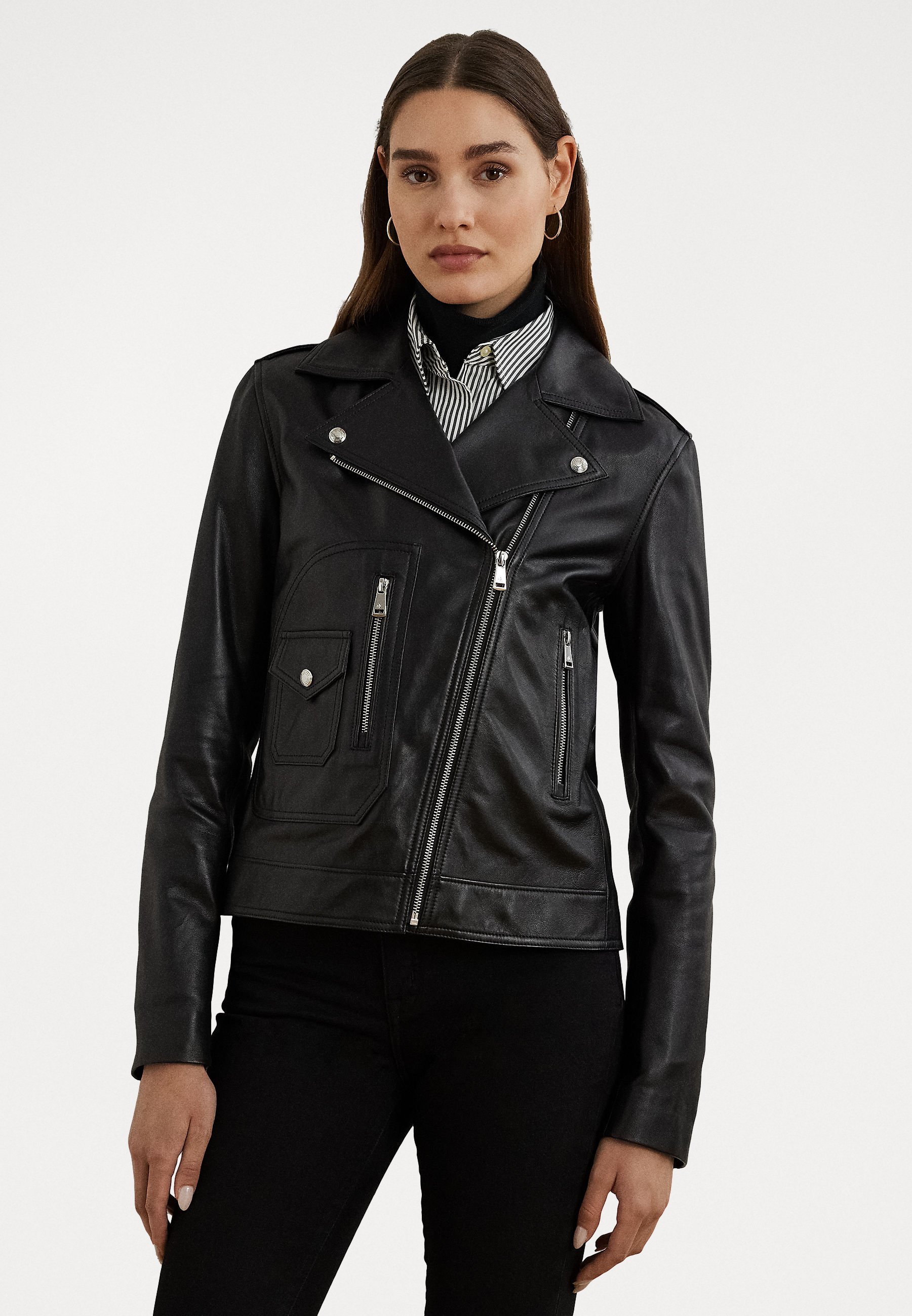 Lauren Ralph Lauren LAMBSKIN MOTO JACKET - Leather jacket - black