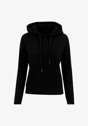 Melna kapuce, kas izgatavota no kokvilnas maisījuma auduma. Iezīmes ietver lielu kapuci, regulējamus auklas, ribotās aproces un brīvu piegriezumu.