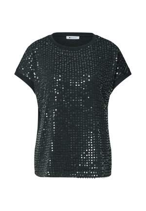Street One, T-SHIRT MIT RUNDHALS UND PAILLETTEN - T-shirt imprimé - deep bound green