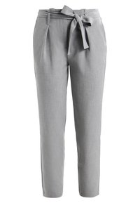 Lichtgrijze broek met een ceintuurlijn, voorzien van plooien en een slim fit. Gemaakt van een geweven stof, geschikt voor casual of semi-formele gelegenheden.