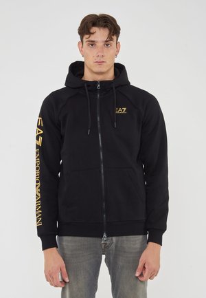 CON CAPPUCCIO LOGO SERIES - Felpa con zip - black gold