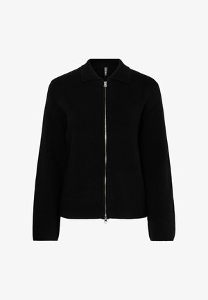 Mustast pehmest kangast lukuga jakk kraega. Varustatud pikkade varrukatega ja hõbedase lukkudega. Puhta ja minimalistliku disainiga.