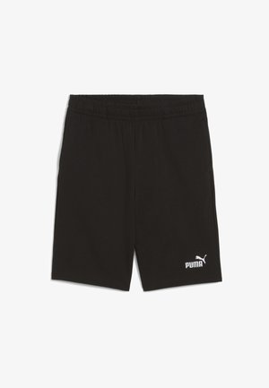 Sorte atletiske shorts med elastisk talje, lavet af blødt stof. Har et hvidt Puma-logo på den nederste højre side.