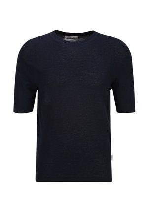 Effen zwarte katoenen T-shirt voor heren met korte mouwen, ronde hals en een klein stoffen label op het zijnaad.