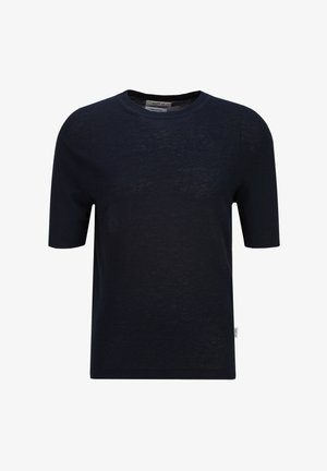 Effen zwarte katoenen T-shirt voor heren met korte mouwen, ronde hals en een klein stoffen label op het zijnaad.