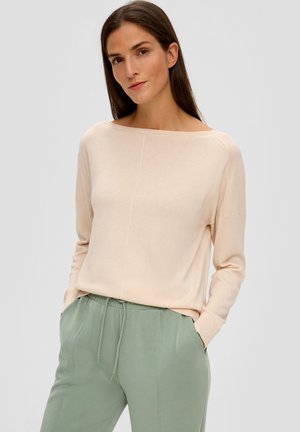 MIT ZIERNAHT - Strickpullover - beige