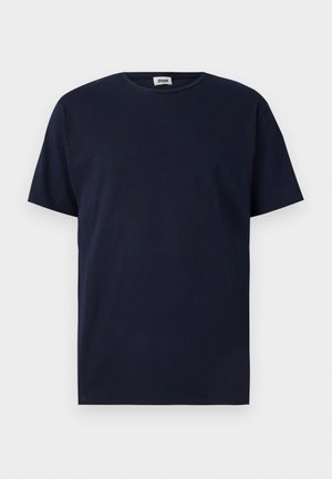 T-shirt navy blu a maniche corte realizzato in cotone, con scollo rotondo e vestibilità rilassata, privo di motivi o dettagli visibili.