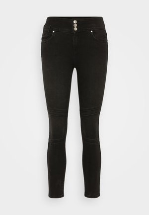 ONLY Petite, ONLDAISY WIDE WAISTBAND - Jeans Skinny Fit - black denim