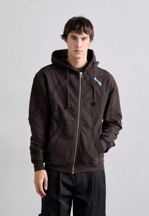 ZIPPED DRAWSTRING HOODIE - Sweatjakke - ebony brown