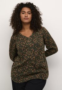 Kaffe Curve - Bluza - green multi col flower print Minijatura 1