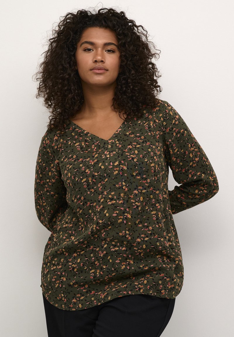 Kaffe Curve - Bluza - green multi col flower print, Povećaj