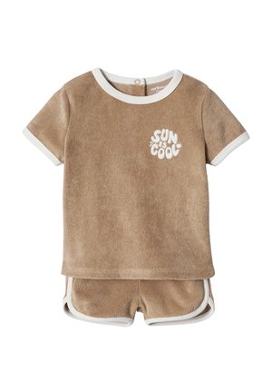 Vertbaudet, VERTBAUDET BABY-SET AUS FROTTEE: T-SHIRT & SHORTS - Shorts - graubeige