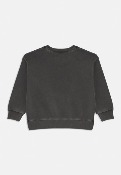 Grauer Sweatshirt mit Rundhalsausschnitt, langen Ärmeln und gerippten Bündchen und Saum. Aus weichem Stoff mit glatter Textur.
