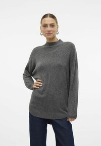 VMPLAZA LS HIGHNCK LONG  GA NOOS - Strickpullover - medium grey melange