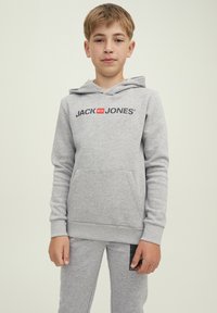 Jack & Jones Junior JJECORP OLD LOGO - Felpa con cappuccio - light grey melange