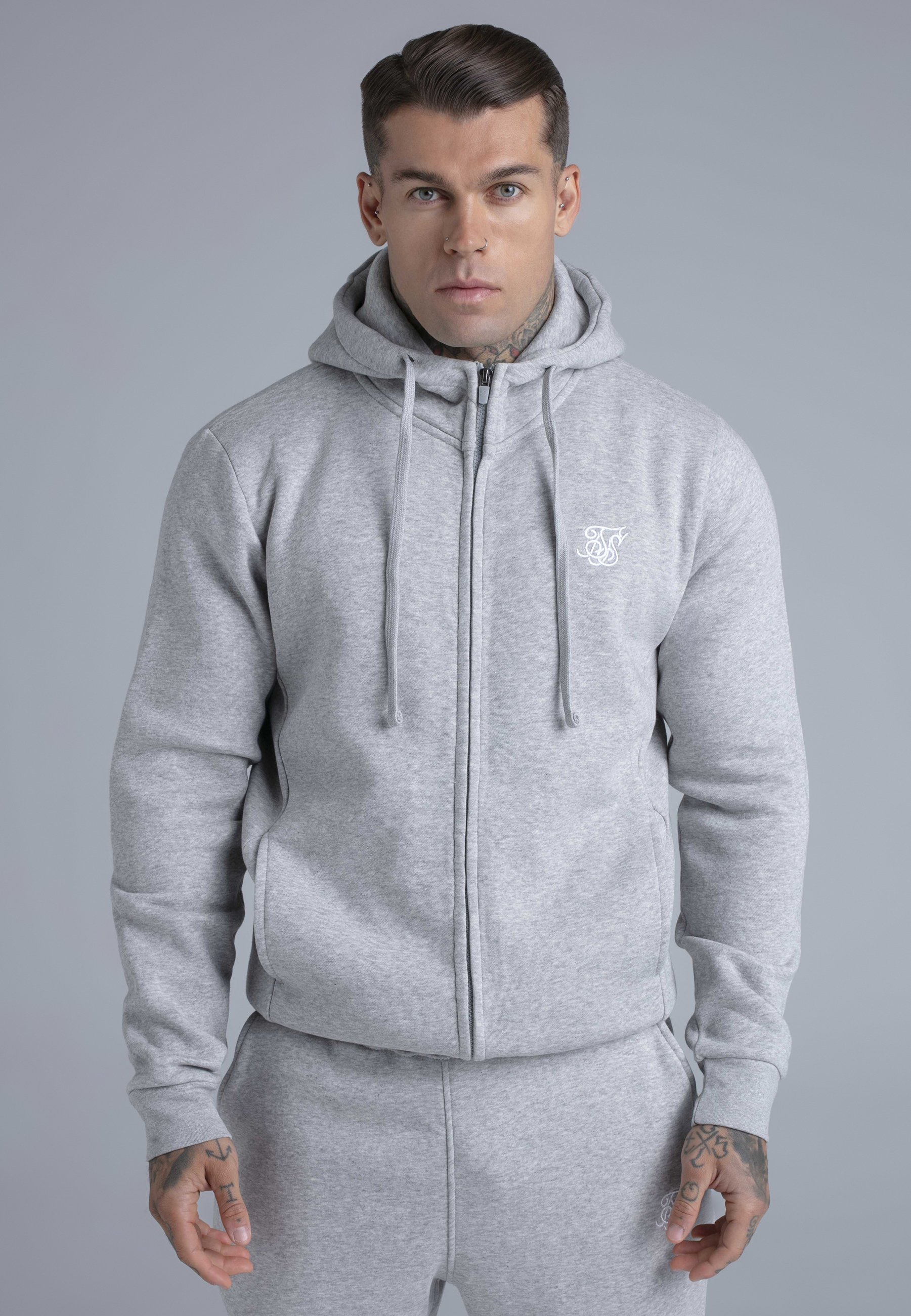 SIKSILK ESSENTIALS FULL ZIP - Zip-up sweatshirt - grey marl/grey