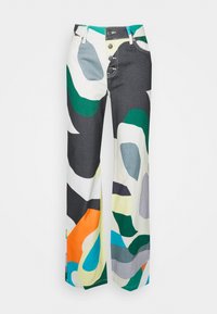 Jaded London HIGH WAIST BOYFRIEND ABSTRACT ART PRINT - Calças de ganga de corte relaxado - multi