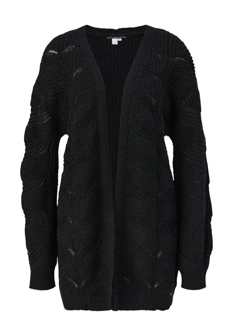 QS À MOTIF TORSADÉ - Strickjacke - schwarz